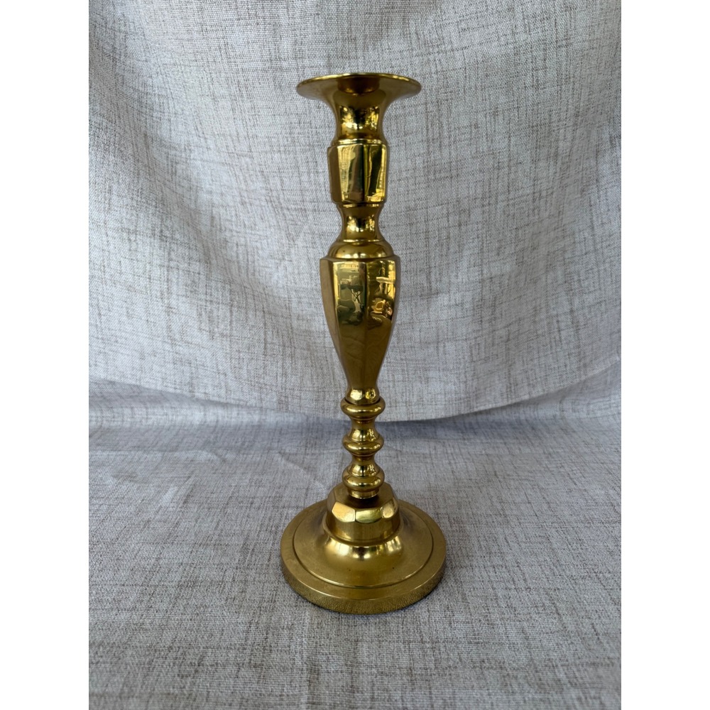Carolina Brass Candlestick Holder 10.5in Gold Excellent Cottagecore Polished VTG